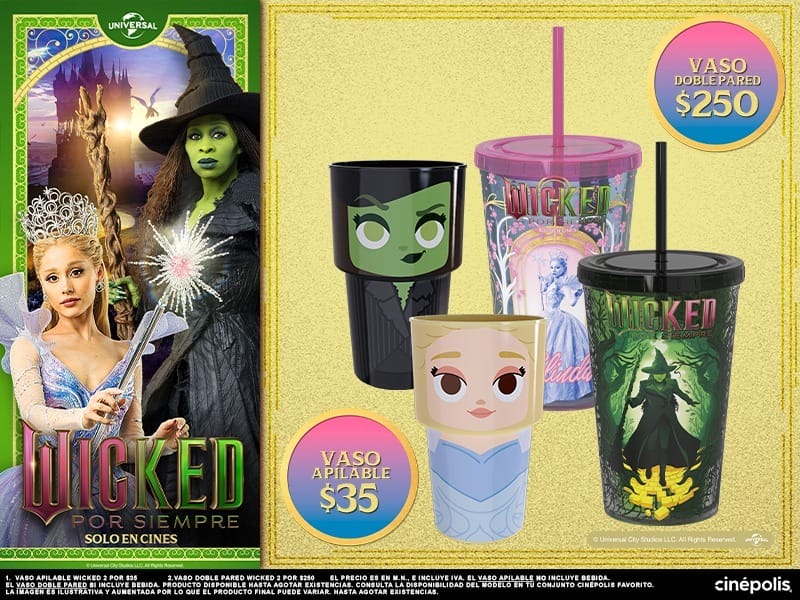 Wicked: Por Siempre | Vasos promocionales Cinépolis